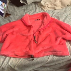 Pink drawstring cropped hoodie from fashion nova